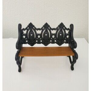 VINTAGE TOY 1988 BURWOOD PLASTIC MINI 12 3/4" WIDE VICTORIAN DOLL BENCH FLAW SEE